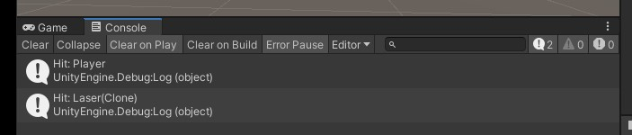 Two Debug.Log messages